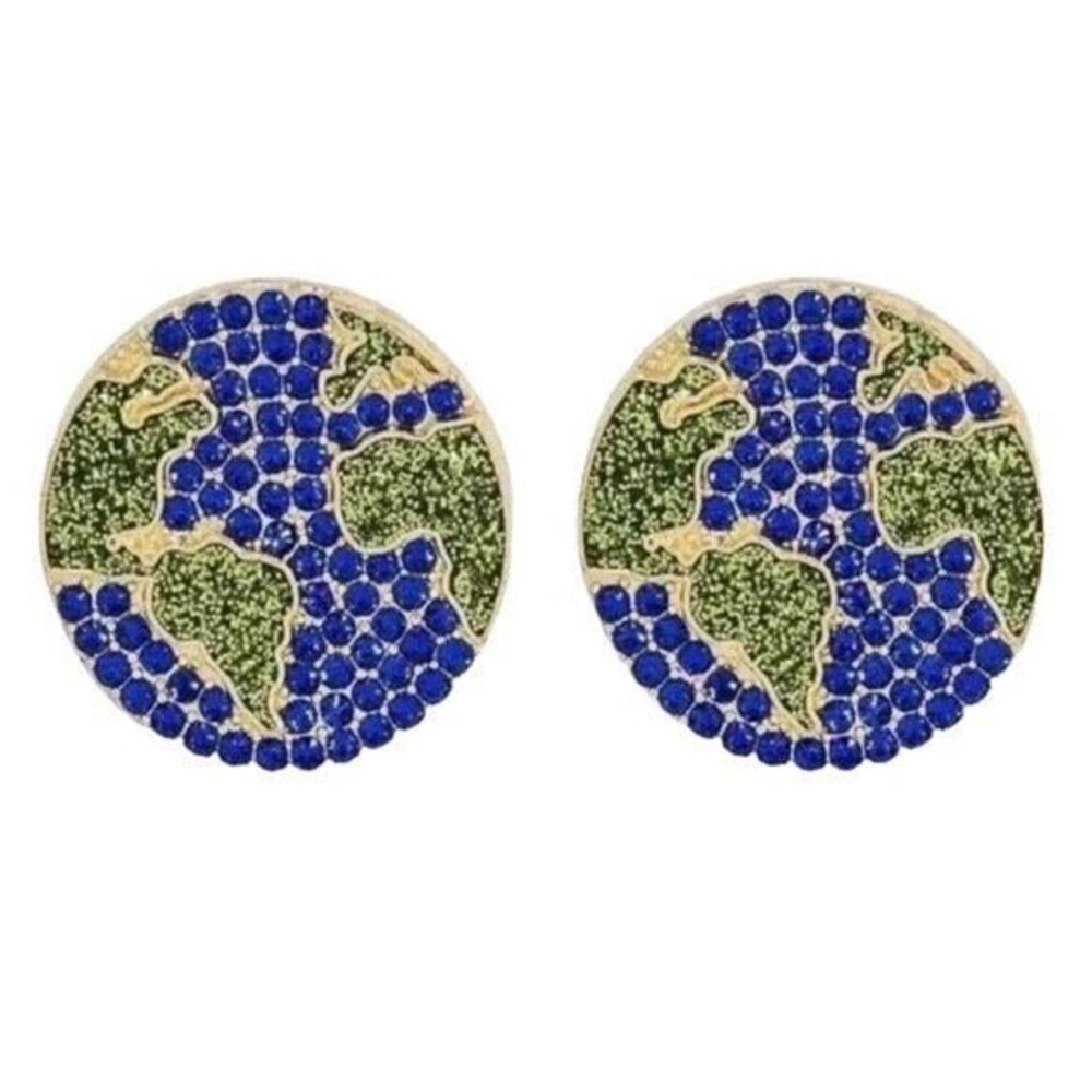 Sugarfix By Baublebar Globe Stud Earrings Earth Crystal Blue Green